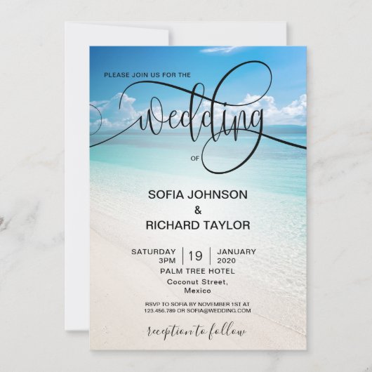 strandbruiloft bestemming tropische zomer zee kaart (Voorkant)