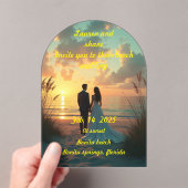 Strandbruiloft bij zonsondergang acryl uitnodigingen (Insitu (Draagbaar))