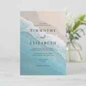 Strandbruiloft Blue Ocean Sand Wedding Kaart (Staand voorkant)