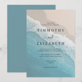 Strandbruiloft Blue Ocean Sand Wedding Kaart (Voorkant / Achterkant)