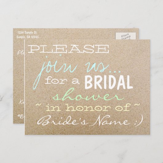 Strandbruiloft / Bruidsdouche Uitnodigingen in Zan (Voorkant / Achterkant)