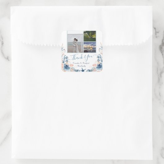 Strandbruiloft Dank u sticker (Tas)