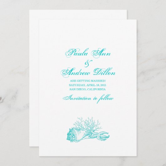 Strandbruiloft Datum opslaan Save The Date (Voorkant / Achterkant)