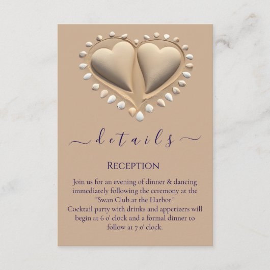 Strandbruiloft details informatiekaartje (Voorkant)