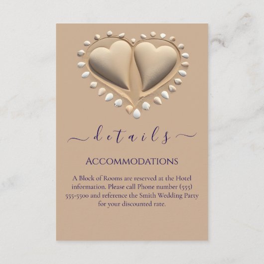 Strandbruiloft details informatiekaartje (Achterkant)