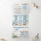 Strandbruiloft drievoudige uitnodiging (Binnen)