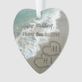 Strandbruiloft houdt de harten in elkaar ornament (voorkant)