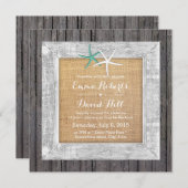Strandbruiloft Hout Ingelijste Zeester Kaart (Voorkant / Achterkant)