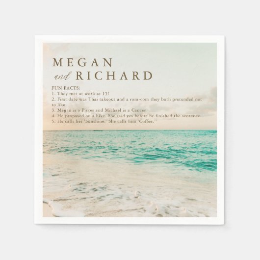 Strandbruiloft Leuke feiten over het paar Servet (Voorkant)