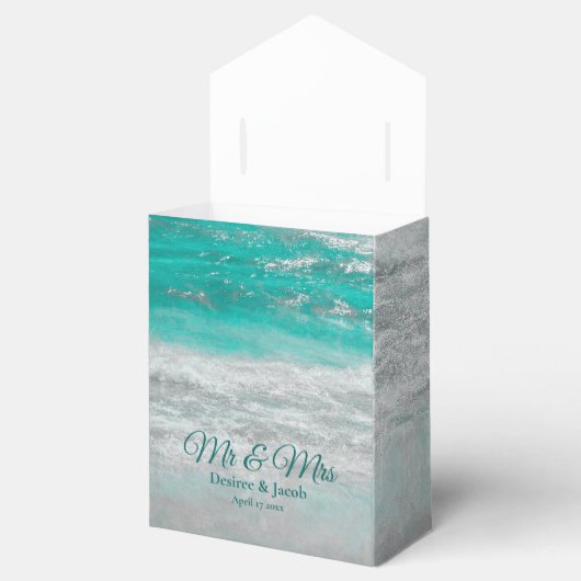 Strandbruiloft meneer en mevrouw Turquoise Tropisc Bedankdoosjes (Geopend)