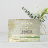 strandbruiloft met de datumkaart save the date (Staand voorkant)