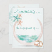 Strandbruiloft met Oceaanbries Betrokkenheid Aankondiging (Voorkant / Achterkant)