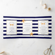 Strandbruiloft met Starfish and marvy blue strepen