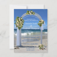 Strandbruiloft met witte floribunda rozen