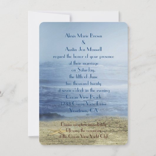 strandbruiloft met zeemleder kaart (Achterkant)