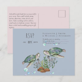 Strandbruiloft met zeeschildpadden briefkaart