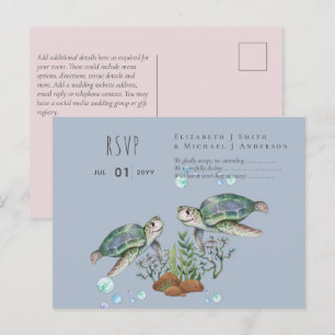 Strandbruiloft met zeeschildpadden briefkaart