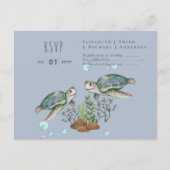 Strandbruiloft met zeeschildpadden briefkaart (Voorkant)