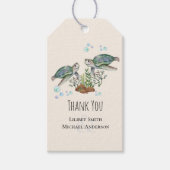 Strandbruiloft met zeeschildpadden cadeaulabel (Voorkant)