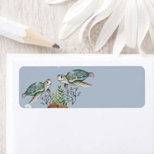 Strandbruiloft met zeeschildpadden etiket (Insitu)