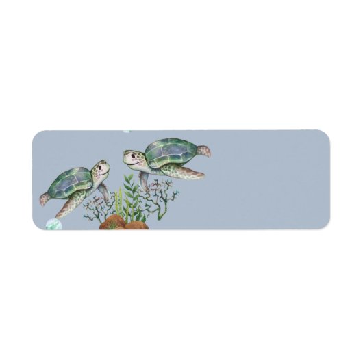 Strandbruiloft met zeeschildpadden etiket (Voorkant)