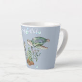 Strandbruiloft met zeeschildpadden latte mok (Rechterhoek)