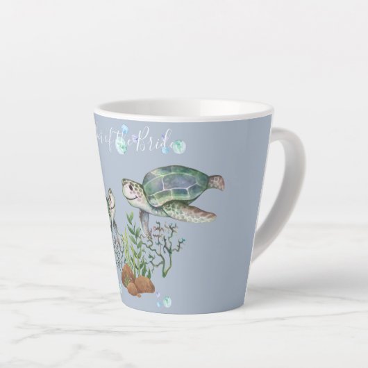 Strandbruiloft met zeeschildpadden latte mok (Rechterhoek)