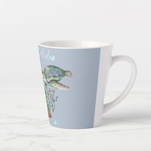 Strandbruiloft met zeeschildpadden latte mok (Rechts)