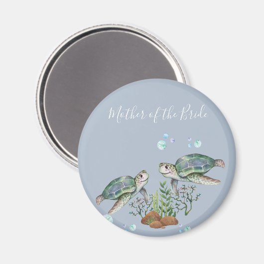 Strandbruiloft met zeeschildpadden magneet (Voorkant / Achterkant)