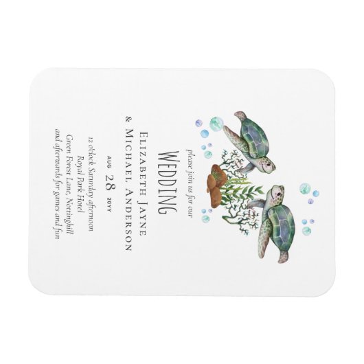 Strandbruiloft met zeeschildpadden magneet (Horizontaal)