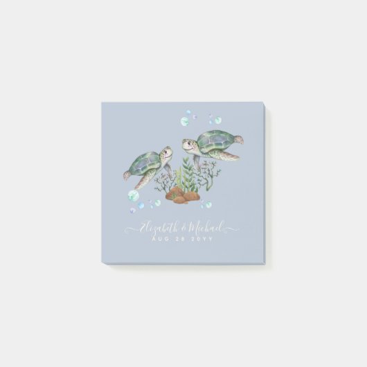 Strandbruiloft met zeeschildpadden post-it® notes (Voorkant)