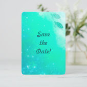 Strandbruiloft Moderne Oceaan Mystieke Zee Schildp Save The Date (Staand voorkant)