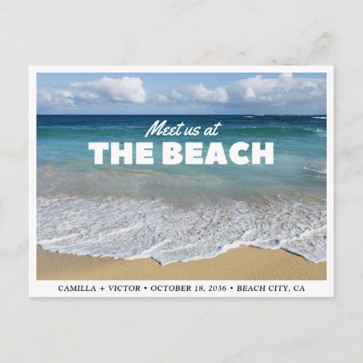 Strandbruiloft Ocean Photo Save the Date Briefkaar Briefkaart (Voorkant)