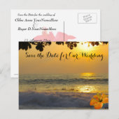 Strandbruiloft Ocean Sunset Aankondigingskaart (Voorkant / Achterkant)