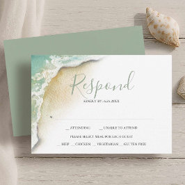 Strandbruiloft Ocean Waves RSVP antwoordkaart Kaartje