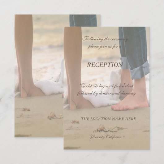 Strandbruiloft,Ontvangst aan de voeten Kaart (Voorkant / Achterkant)