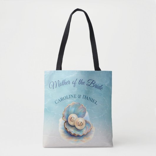 Strandbruiloft Parels Schelp Elegante Oceaanthema  Tote Bag (Voorkant)