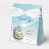 Strandbruiloft parels Shell Elegant Ocean Theme Bedankdoosjes (Voorkant Zijde)