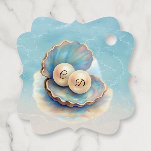 Strandbruiloft parels Shell Elegant Ocean Theme Bedankjes Labels (Achterkant)