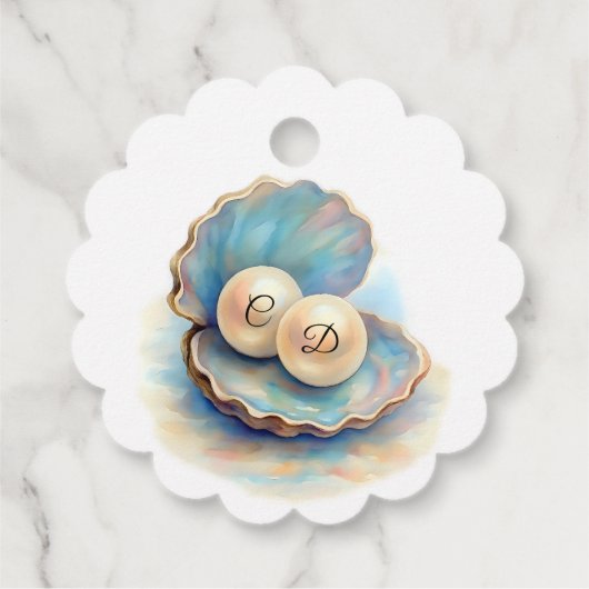 Strandbruiloft parels Shell Elegant Ocean Theme Bedankjes Labels (Achterkant)