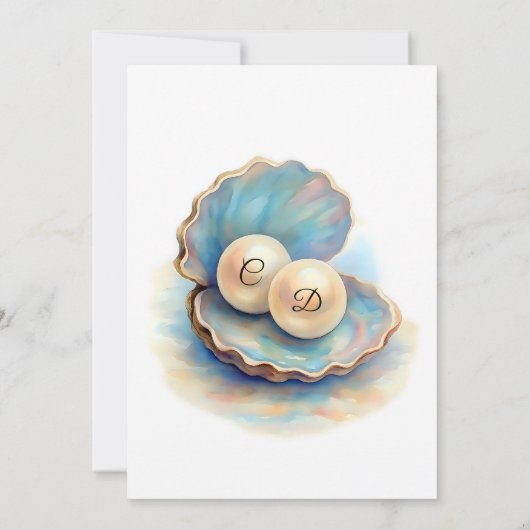 Strandbruiloft parels Shell Elegant Ocean Theme Bedankkaart (Achterkant)