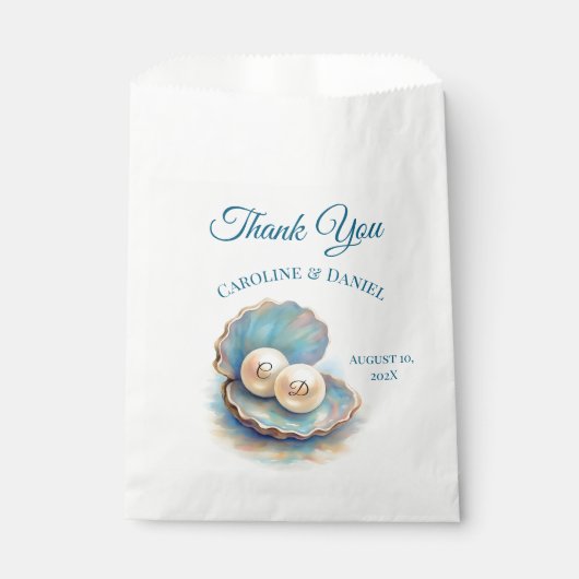 Strandbruiloft parels Shell Elegant Ocean Theme Bedankzakje (Voorkant)