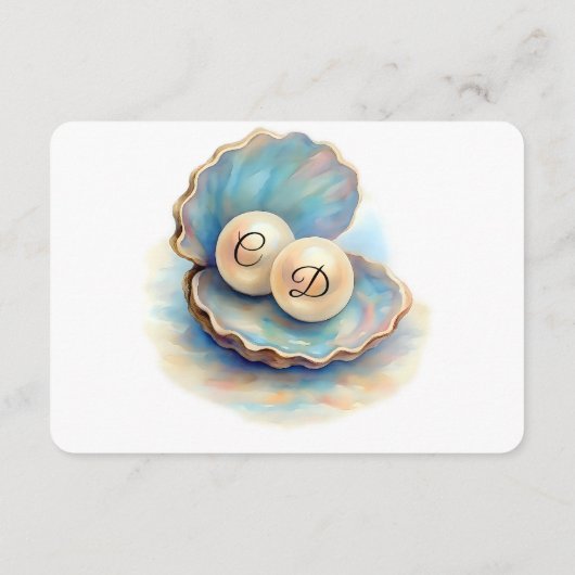 Strandbruiloft parels Shell Elegant Ocean Theme Informatiekaartje (Achterkant)