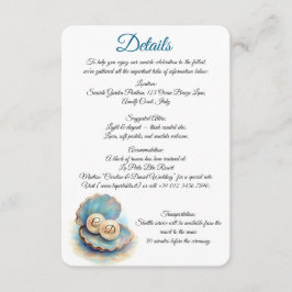 Strandbruiloft parels Shell Elegant Ocean Theme Informatiekaartje