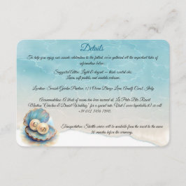 Strandbruiloft parels Shell Elegant Ocean Theme Informatiekaartje