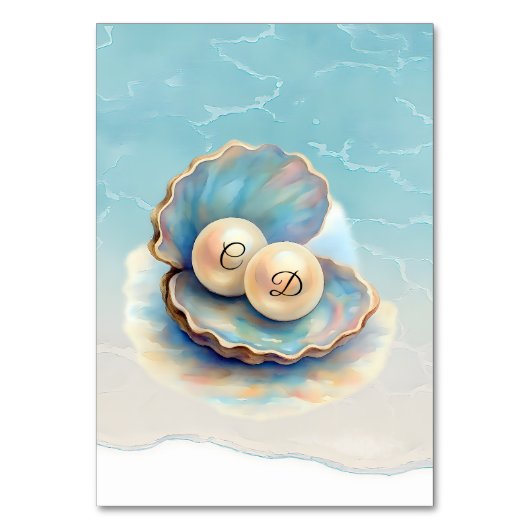 Strandbruiloft parels Shell Elegant Ocean Theme Kaart (Achterkant)