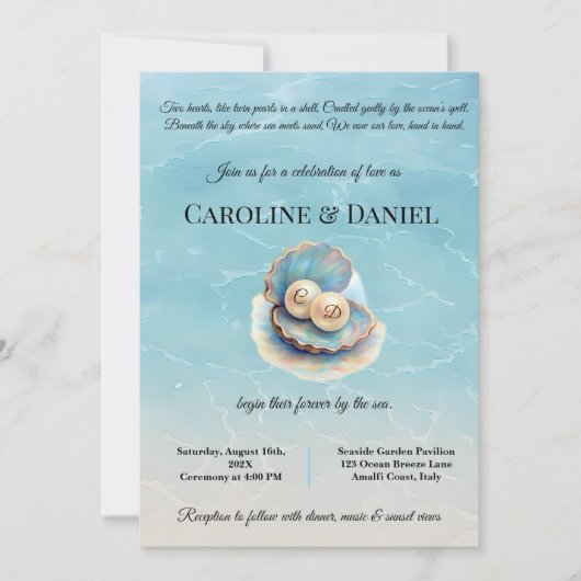Strandbruiloft parels Shell Elegant Ocean Theme Kaart (Voorkant)
