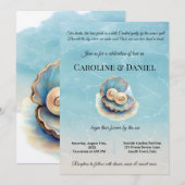 Strandbruiloft parels Shell Elegant Ocean Theme Kaart (Voorkant / Achterkant)