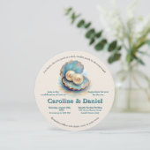 Strandbruiloft parels Shell Elegant Ocean Theme Kaart (Staand voorkant)