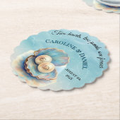 Strandbruiloft parels Shell Elegant Ocean Theme Kartonnen Onderzetters (Gekanteld)